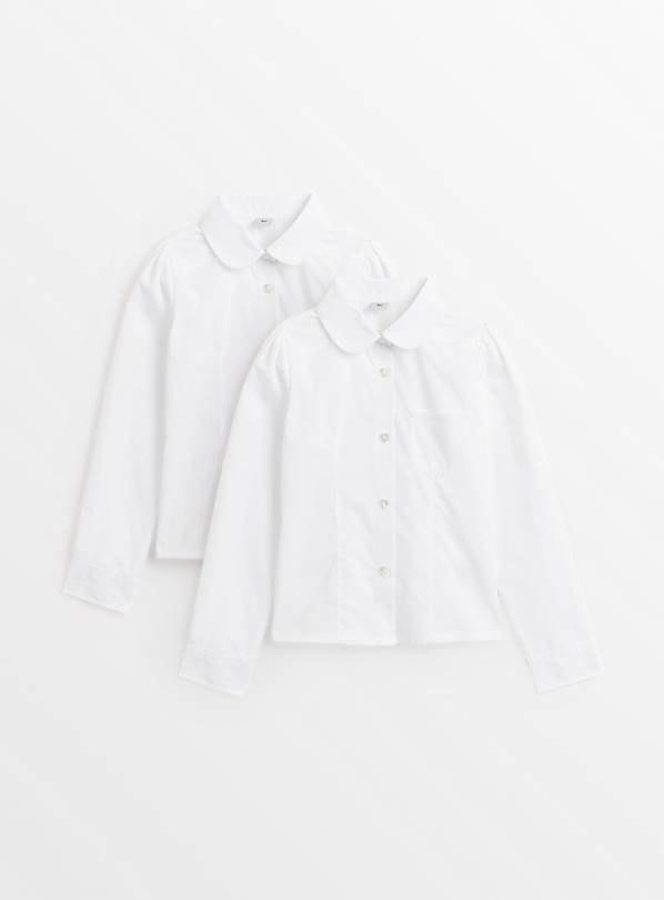 White Pleated Easy Iron School Blouse 2 Pack 6 years