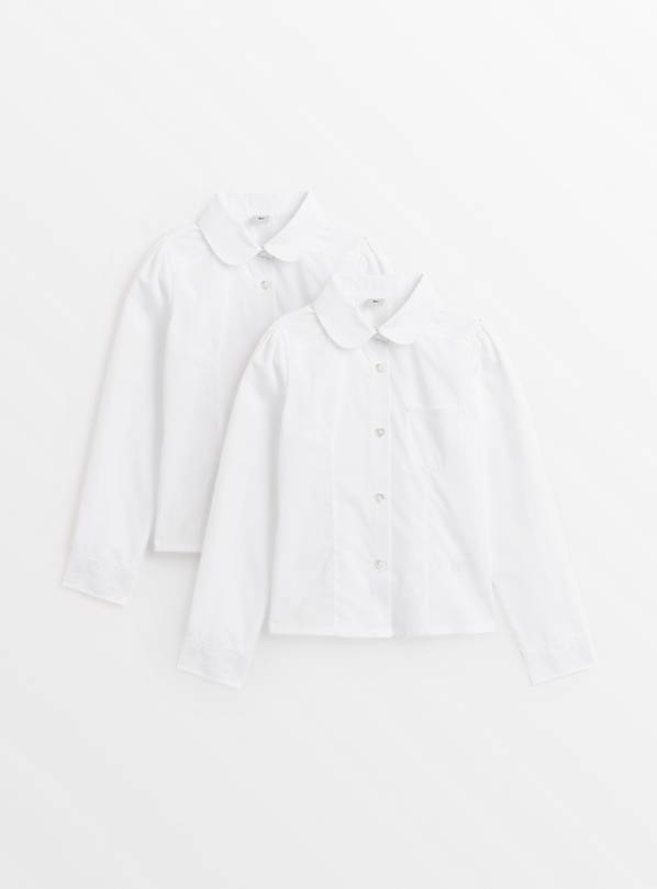 White Pleated Easy Iron School Blouse 2 Pack 7 years