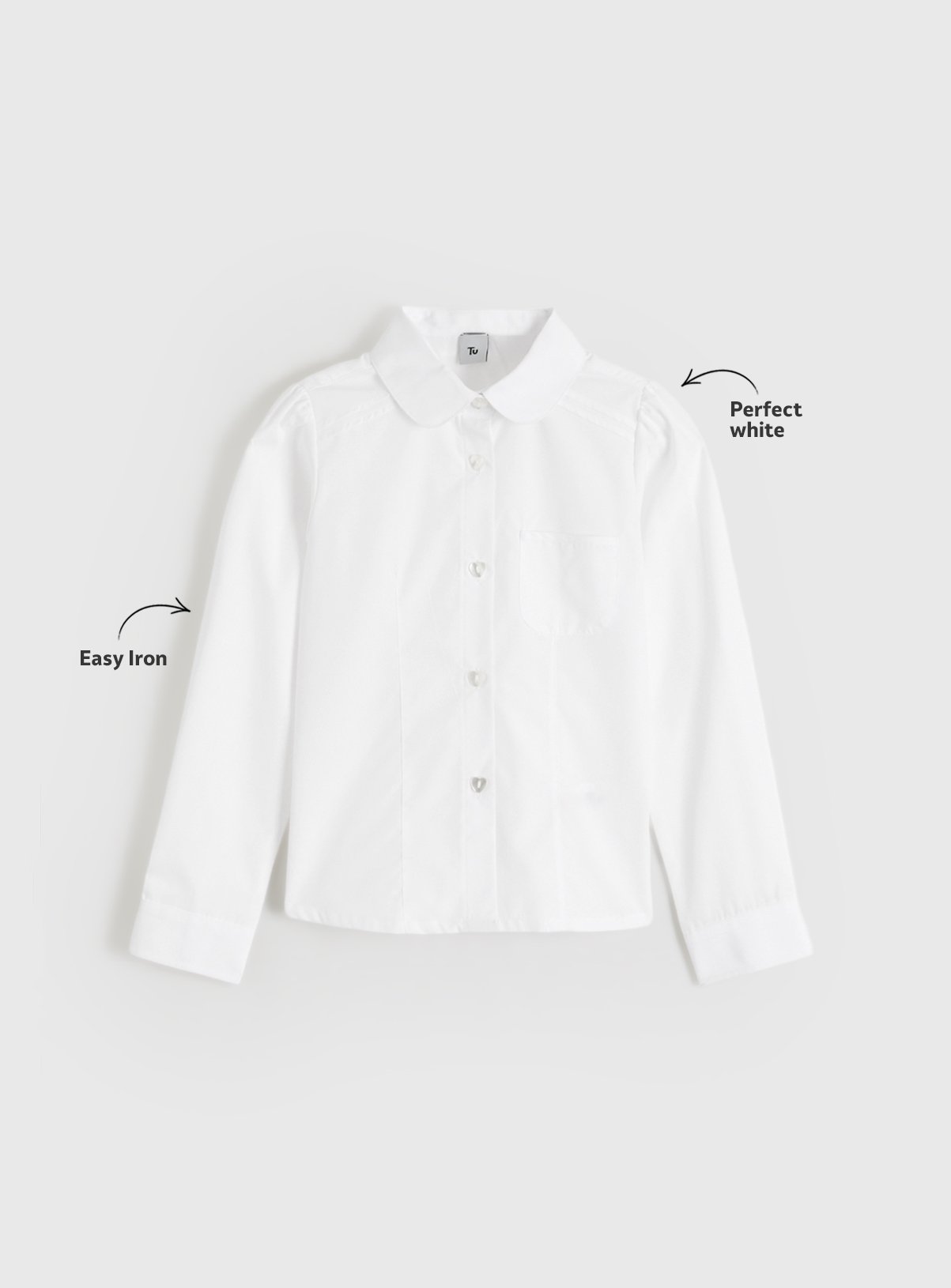 White Peter Pan Collar Long Sleeve Blouses 2 Pack 12 years - Image 2 thumbnail