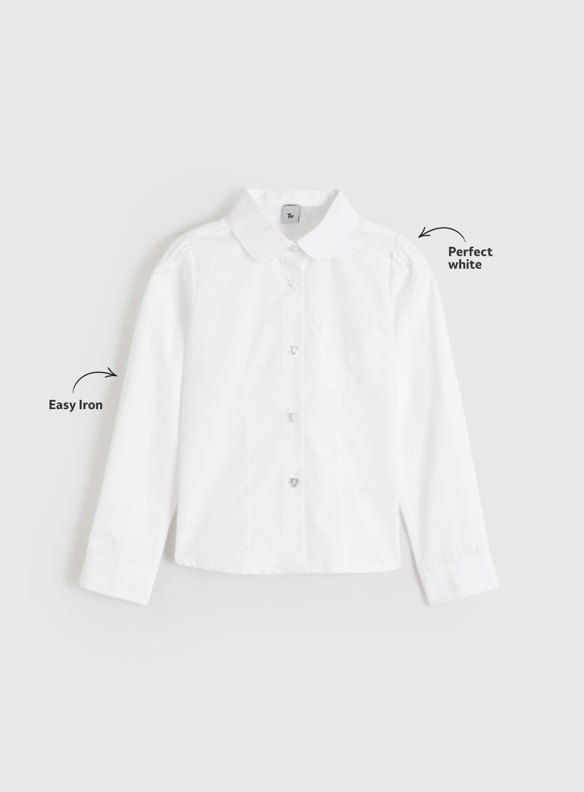 White Peter Pan Collar Long Sleeve Blouses 2 Pack 12 years - Image 2