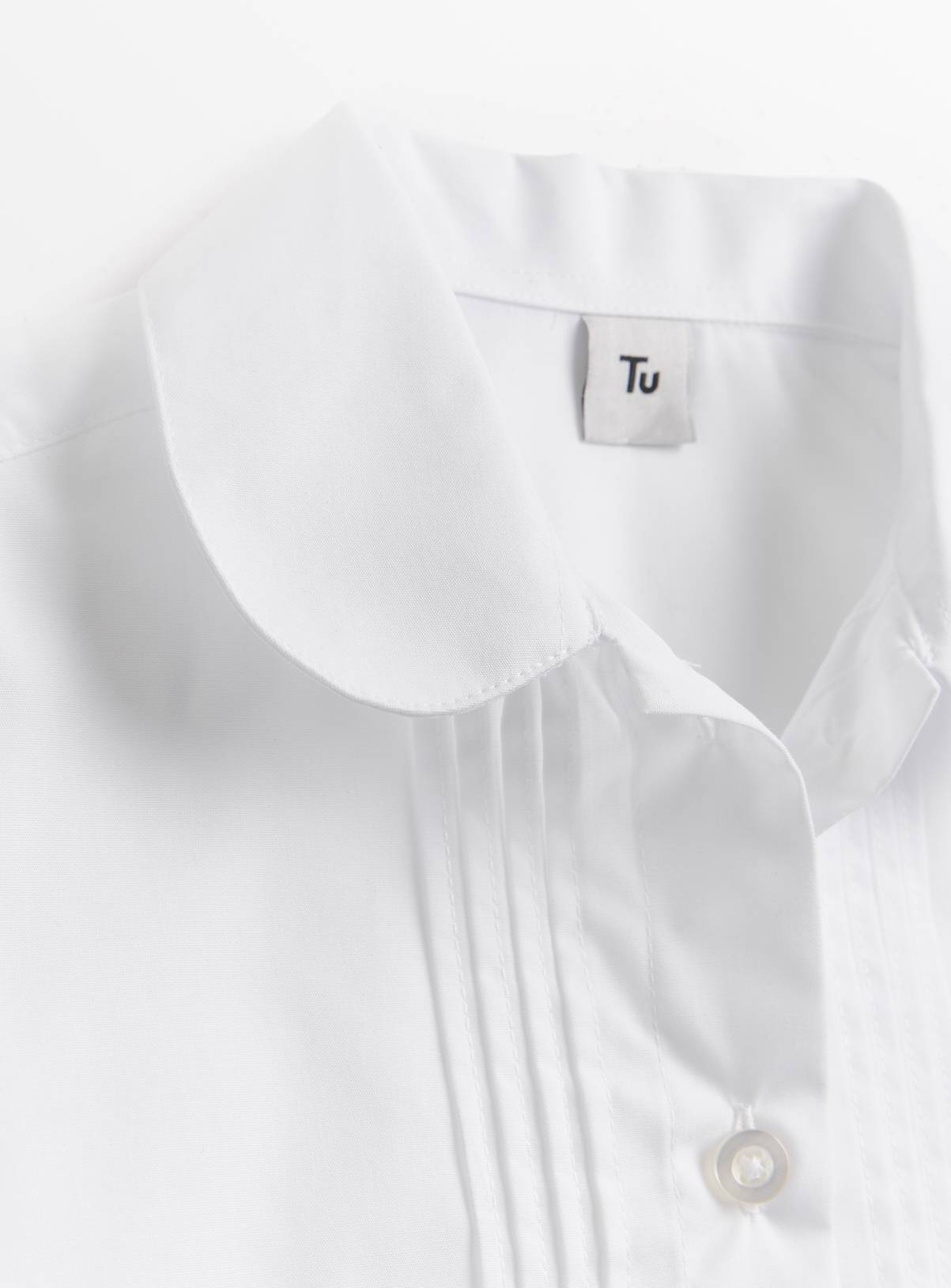 White Pintuck Peter Pan Collar Blouses 2 Pack 12 years - Image 2