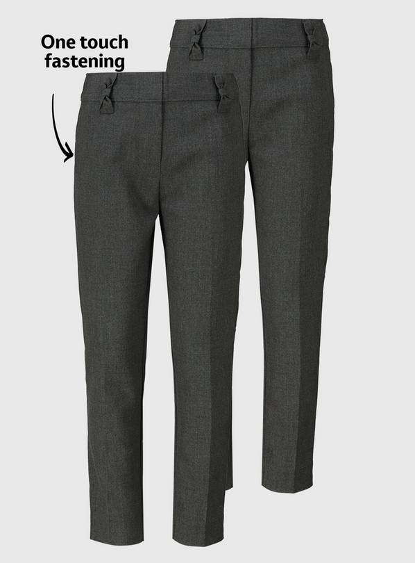 Grey Pull On Bow Detail Trousers 2 Pack 9 years