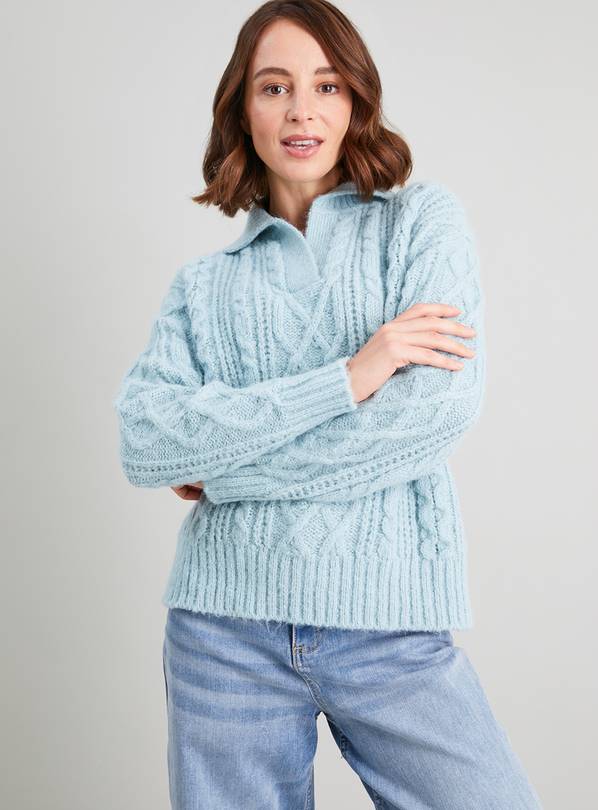 Buy Aqua Cable Knit Open Collar Jumper 20 Jumpers Argos