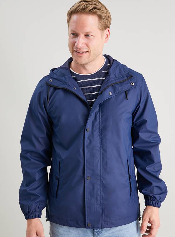 Buy Navy Hooded Shower Resistant Raincoat XXXL Coats and jackets