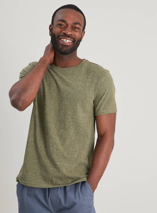 Buy Khaki Neppy Crew Neck Regular Fit TShirt XXXXL Tshirts and