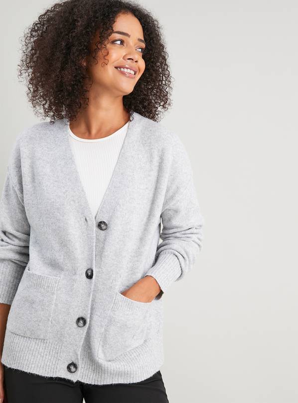 Buy Grey V-Neck Relaxed Fit Cardigan - 14 | Cardigans | Argos