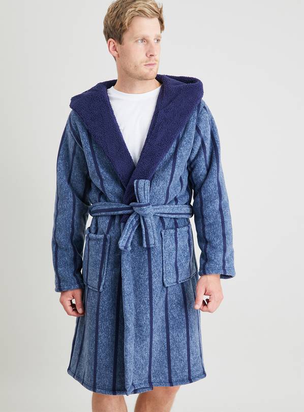 Buy Blue & Navy Stripe Lined Dressing Gown XXXL Dressing gowns