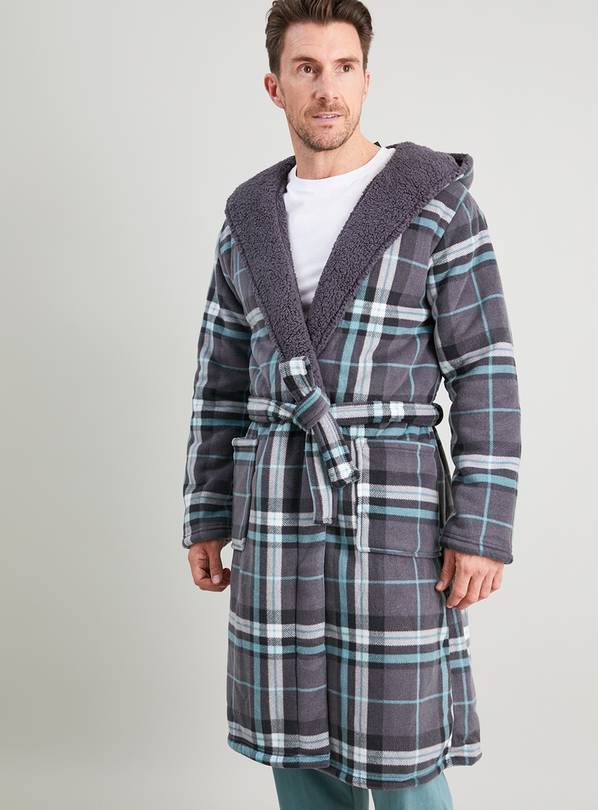 Buy Grey & Green Check Fleece Dressing Gown XL Dressing gowns Argos