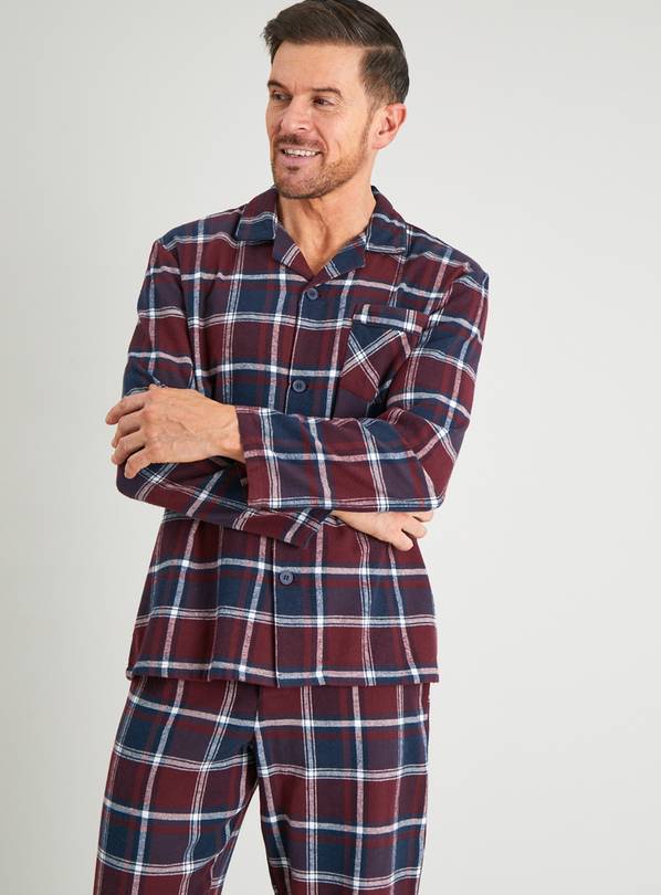 Buy Navy & Maroon Check Traditional Pyjamas M Pyjamas Argos
