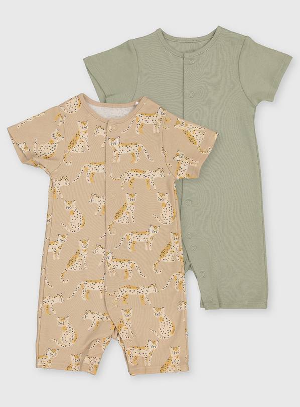 Buy Cheetah & Green Romper 2 Pack - 3-6 months | All-in-ones and rompers |  Argos