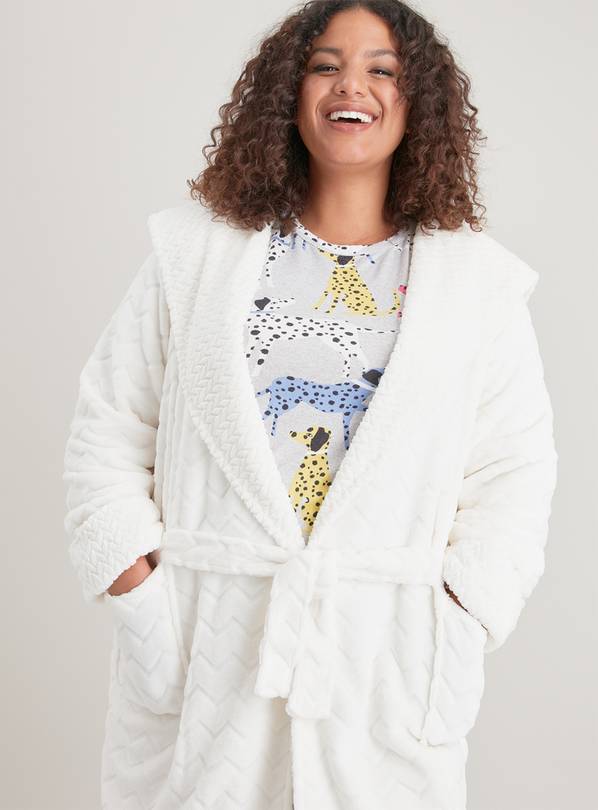 Buy Cream Plush Chevron Dressing Gown S Dressing gowns Argos