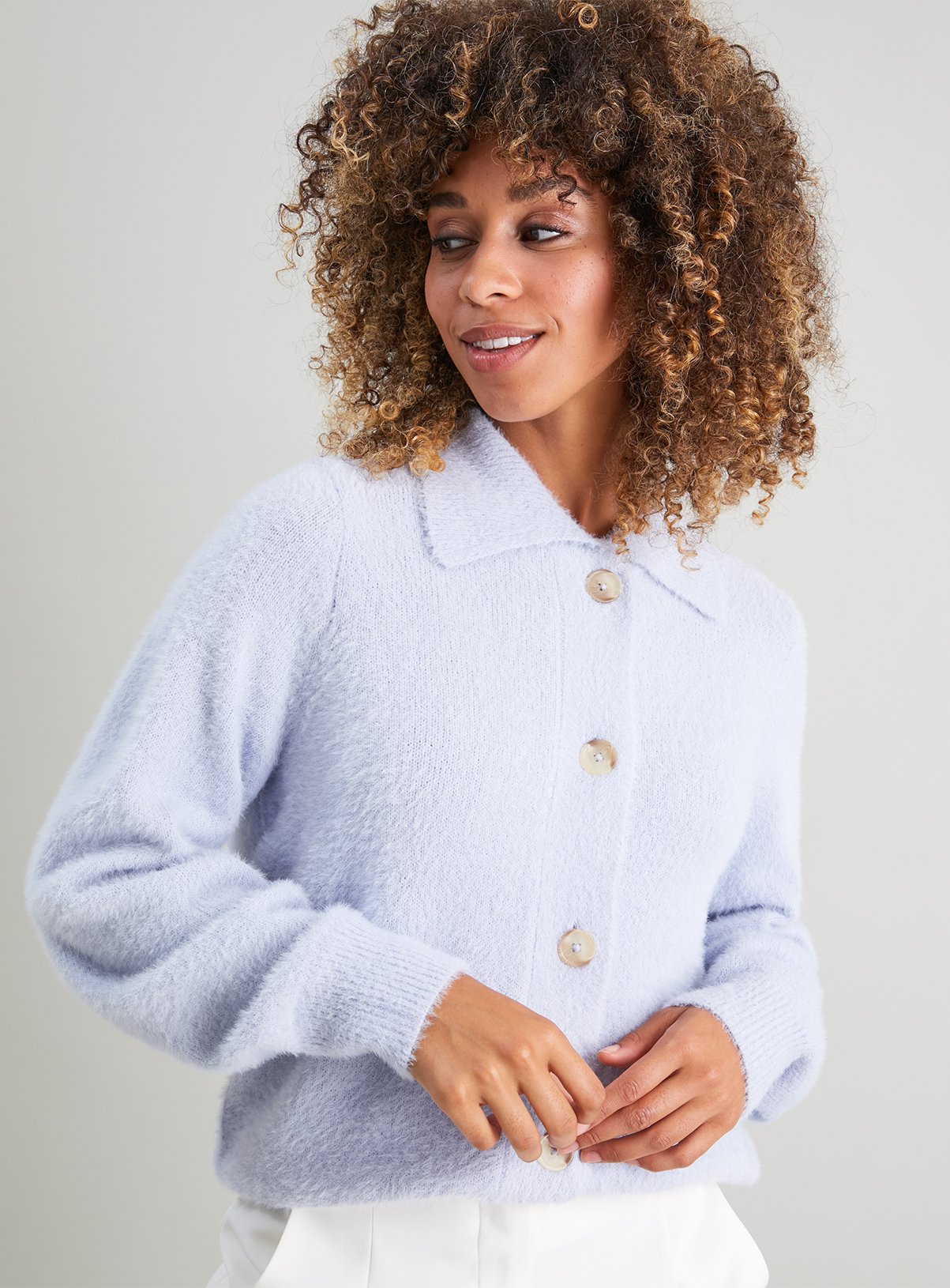 fluffy yarn cardigan
