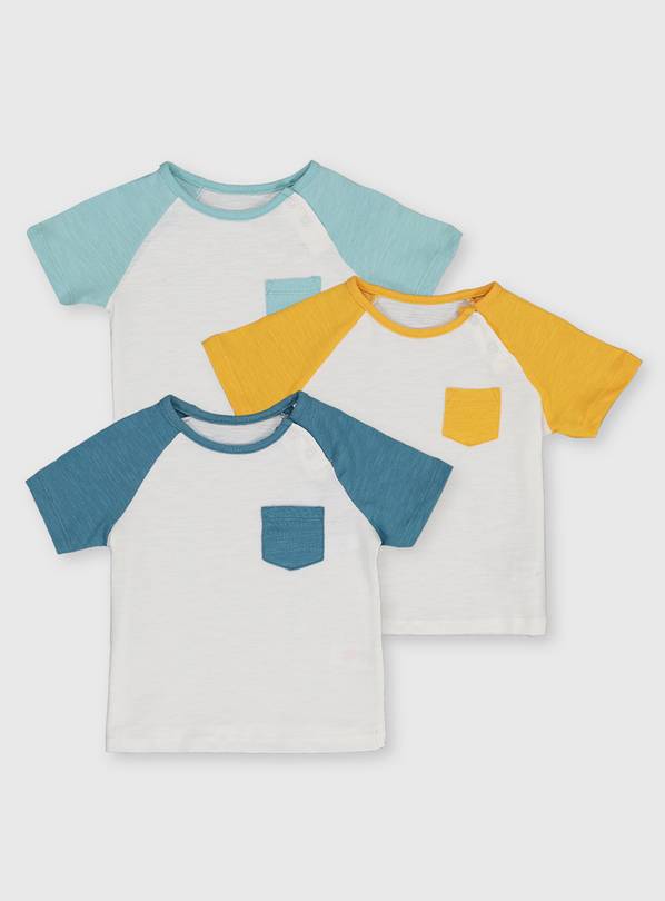 Buy Blue & Yellow Raglan TShirts 3 Pack Up to 3 mths Tops and t