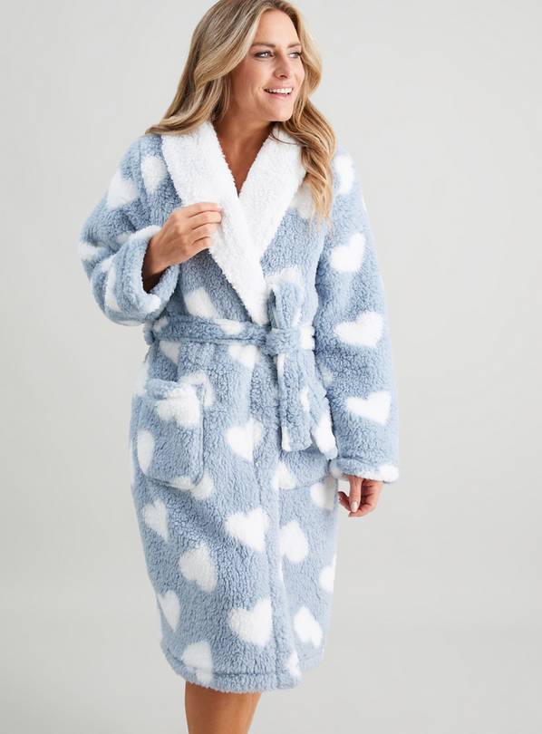 Buy Blue Borg Shawl Collar Dressing Gown L Dressing gowns Tu