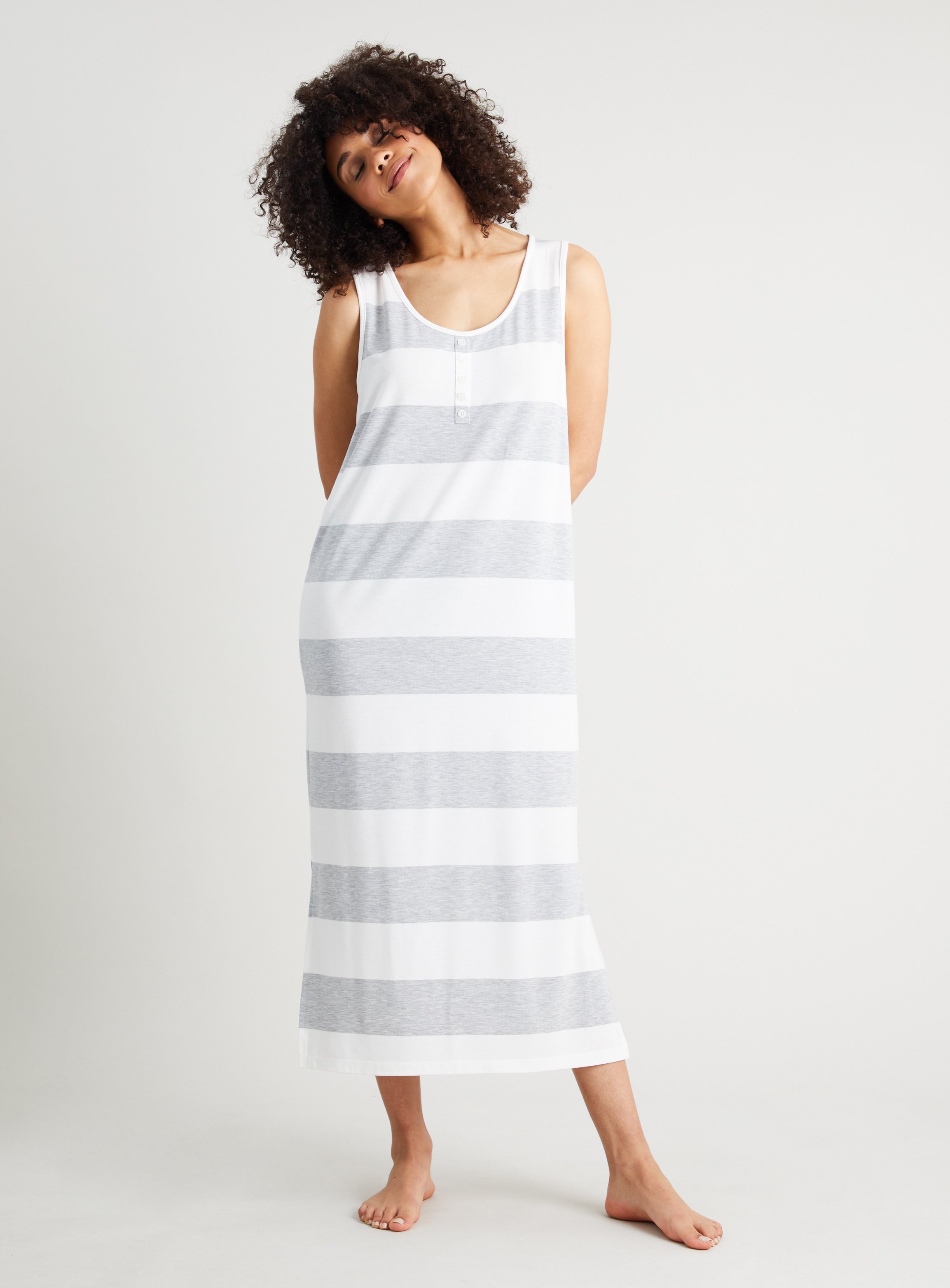 grey striped maxi dress