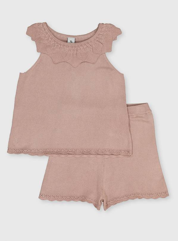 Dusty Pink Knitted Top & Shorts - 1.5-2 years