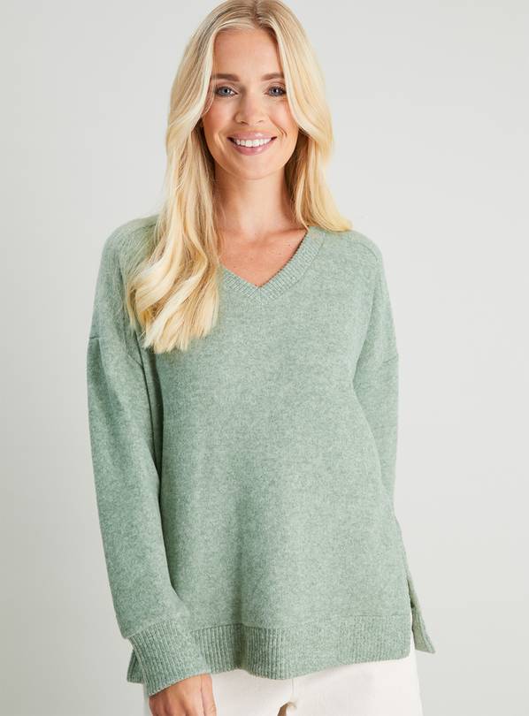 Green Relaxed Fit V-Neck Soft Touch Top 24