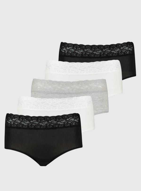 Lace Knickers For Women, Underwear For Women Cotton Lace Knickers Multipack  Ladies Comfy Midi Briefs Pack Of 6