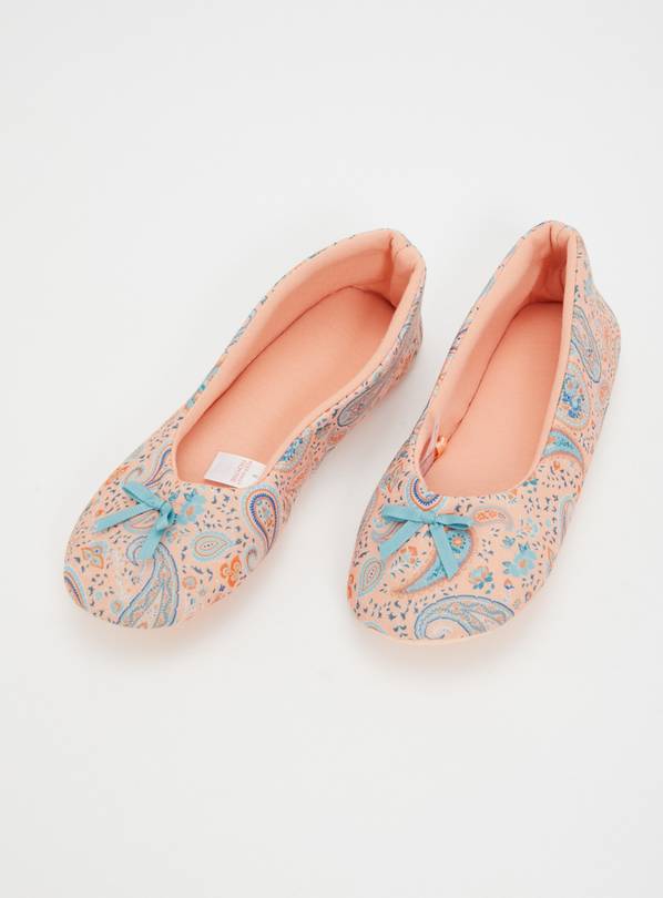 Coral Paisley Ballerina Slippers - 3