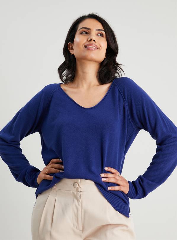 Buy Blue Soft Touch V-Neck Jumper - 24 | Jumpers | Argos