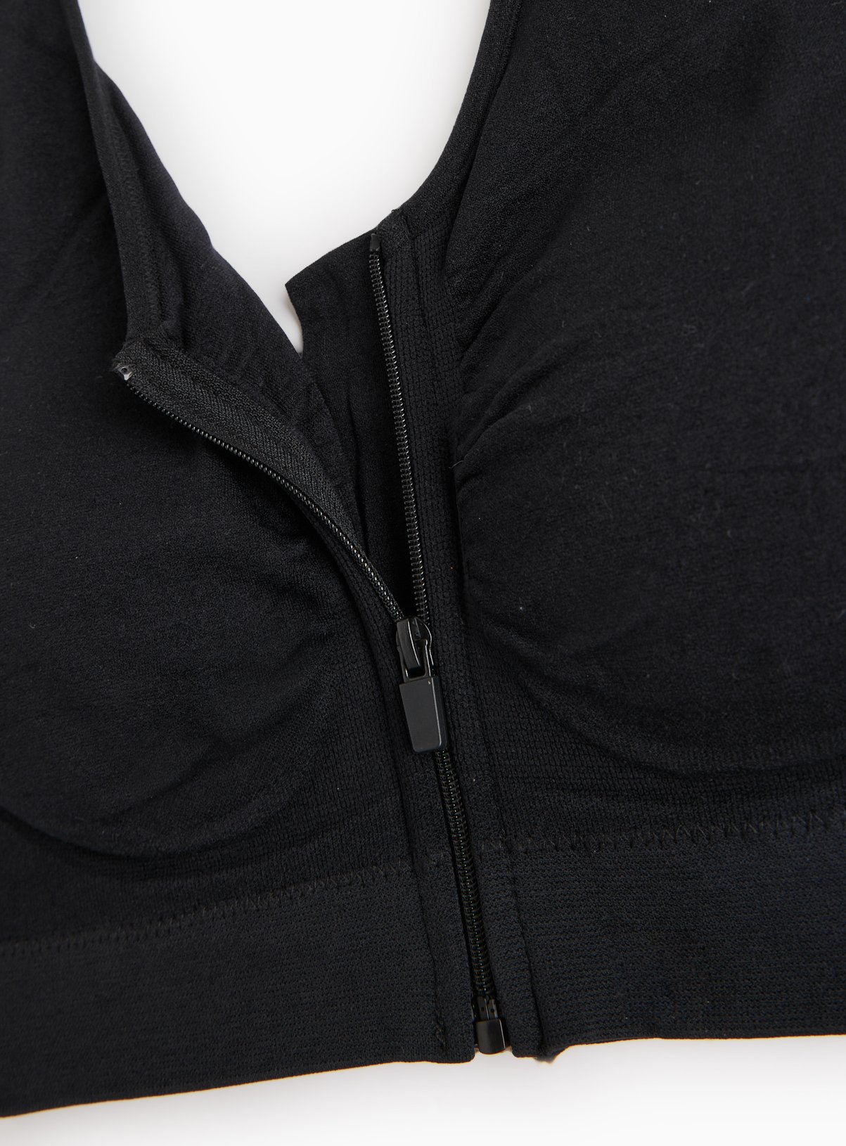 Black Seamless Stretch Zip Front Crop Top XXXL - Image 2 thumbnail