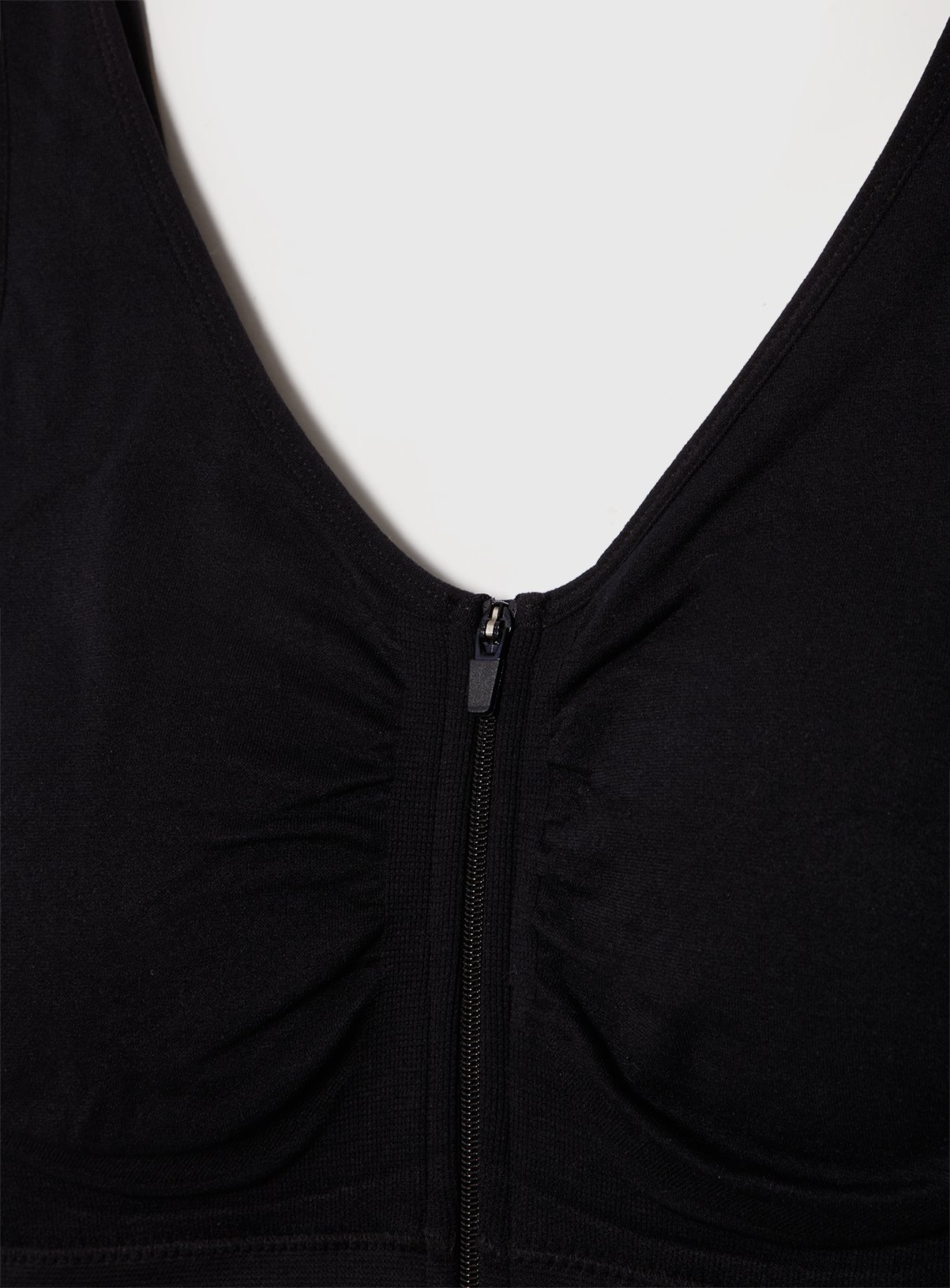 Black Seamless Stretch Zip Front Crop Top XXXL - Image 4 thumbnail