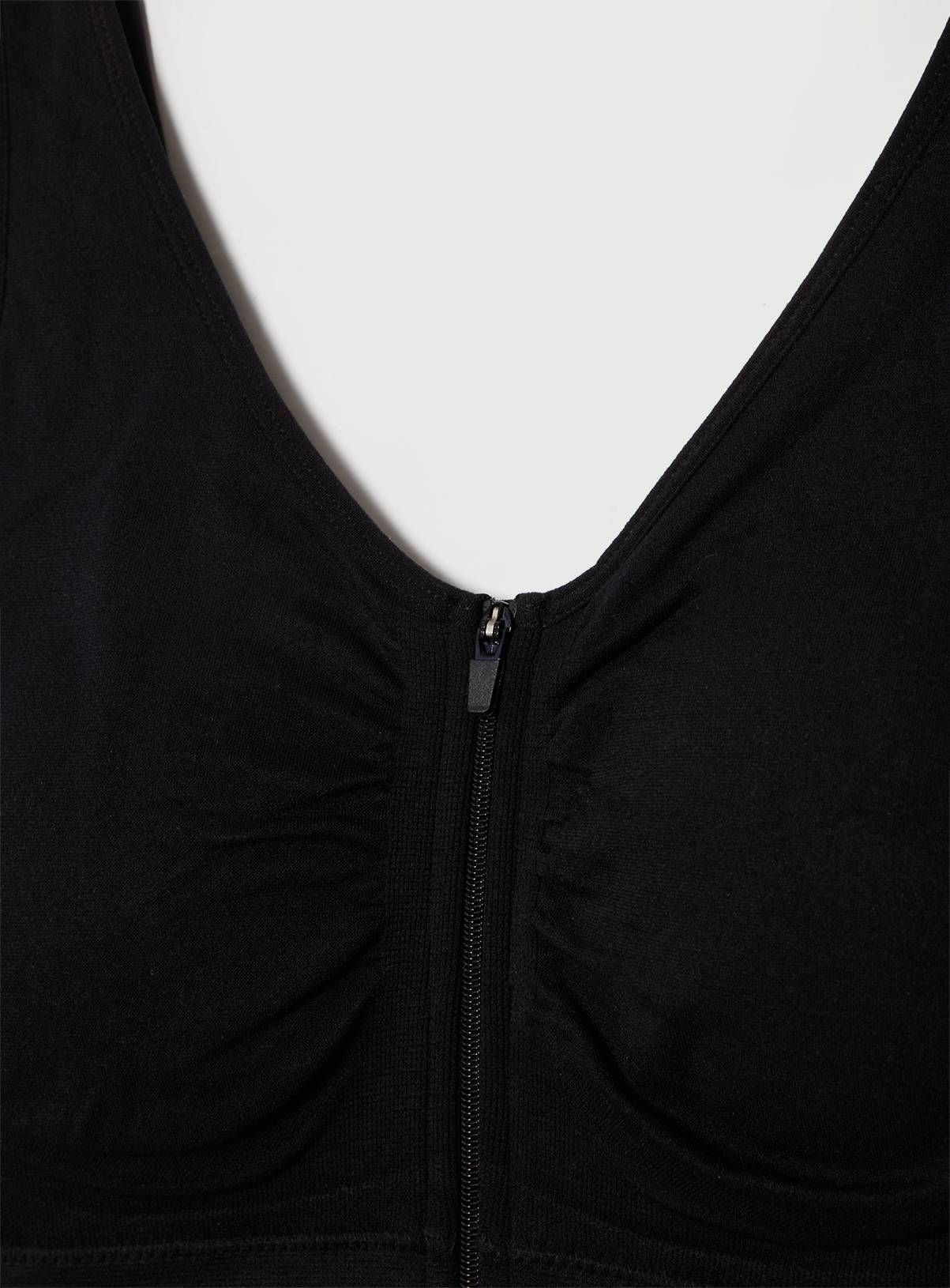 Black Seamless Stretch Zip Front Crop Top XXXL - Image 4