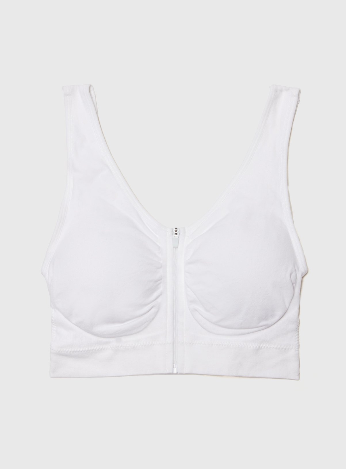 White Seamless Stretch Zip Front Crop Top S - Image 2 thumbnail