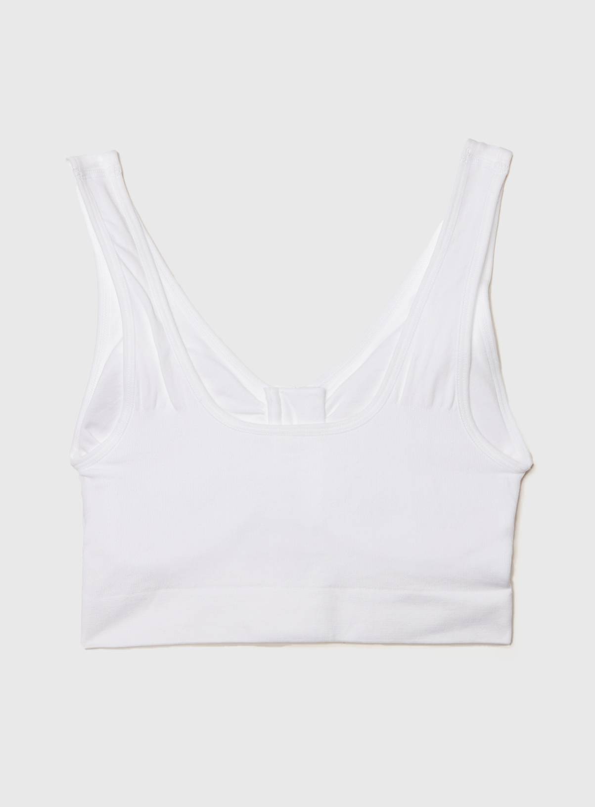 White Seamless Stretch Zip Front Crop Top S - Image 3