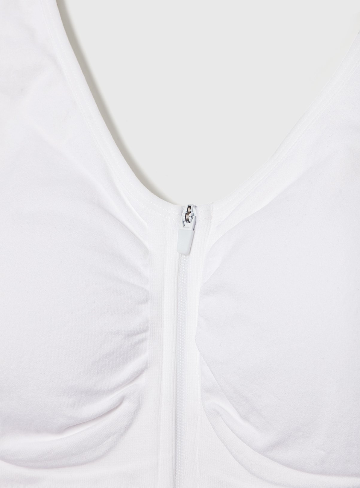 White Seamless Stretch Zip Front Crop Top S - Image 4 thumbnail