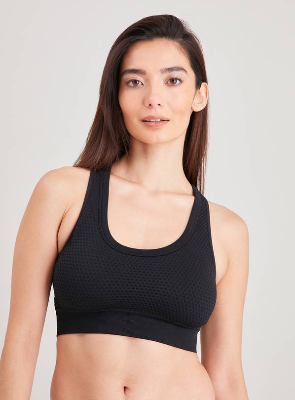 Black Waffle Seamless Stretch Crop Top XXL