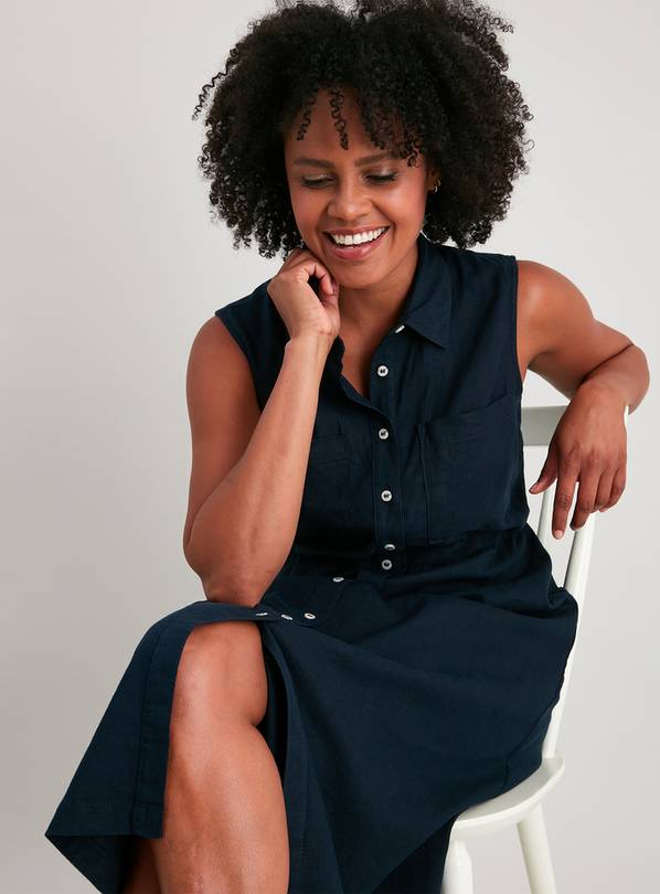 Navy sleeveless shirt store dress