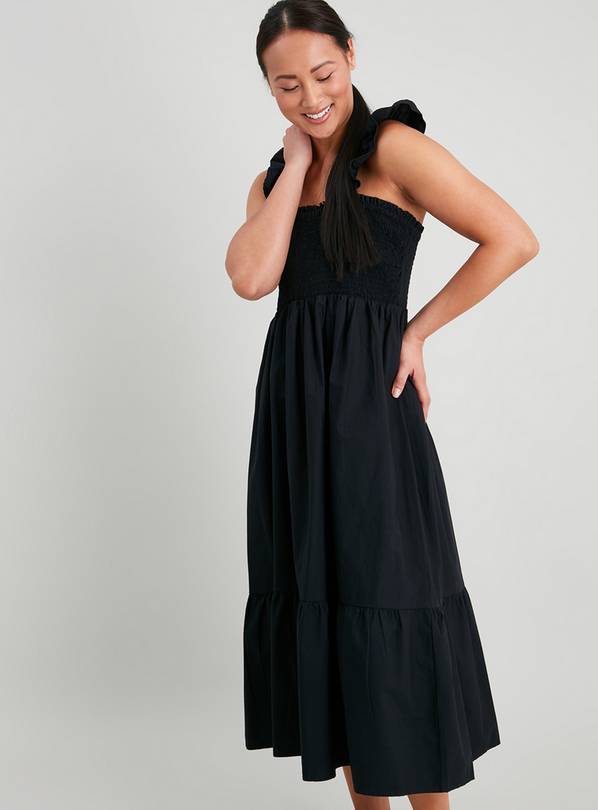 Poplin frill outlet dress