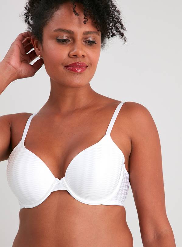 White Jacquard Underwire Bra-White-40 C