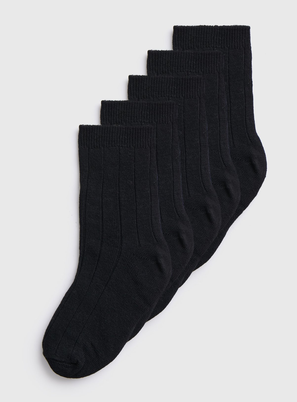 Black Black Navy Ribbed School Ankle Socks 5 Pack - Tu by Sainsbury's