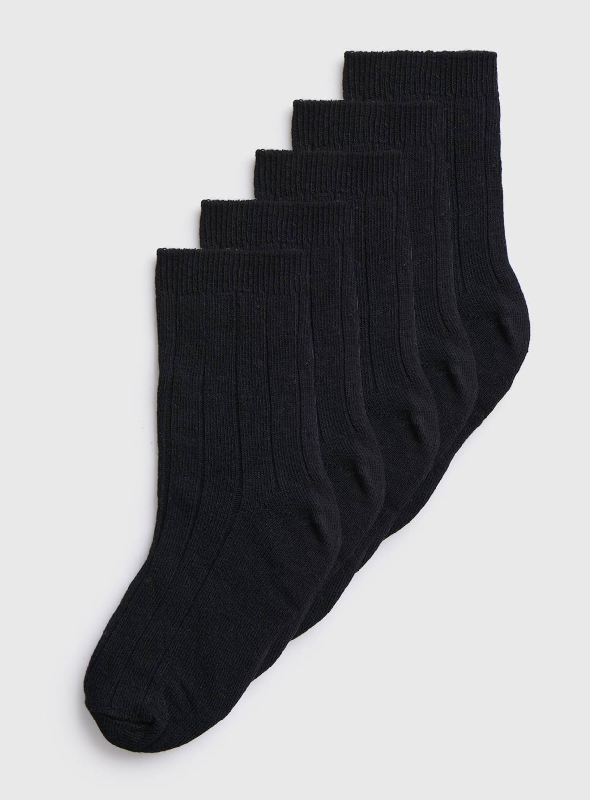 Black Ribbed Socks 5 Pack 6-8.5 Infant - Image 1