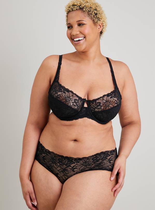 Black Recycled Lace Full Cup Bra - 42C