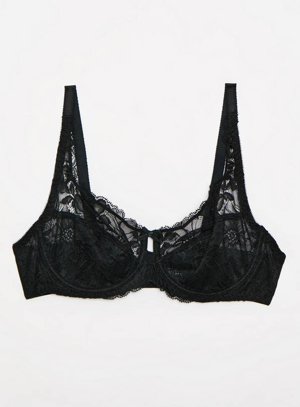 Buy Black Recycled Lace Full Cup Bra 40GG, Bras