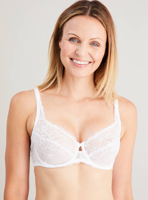 Buy White Recycled Lace Full Cup Comfort Bra 32F | Bras | Argos