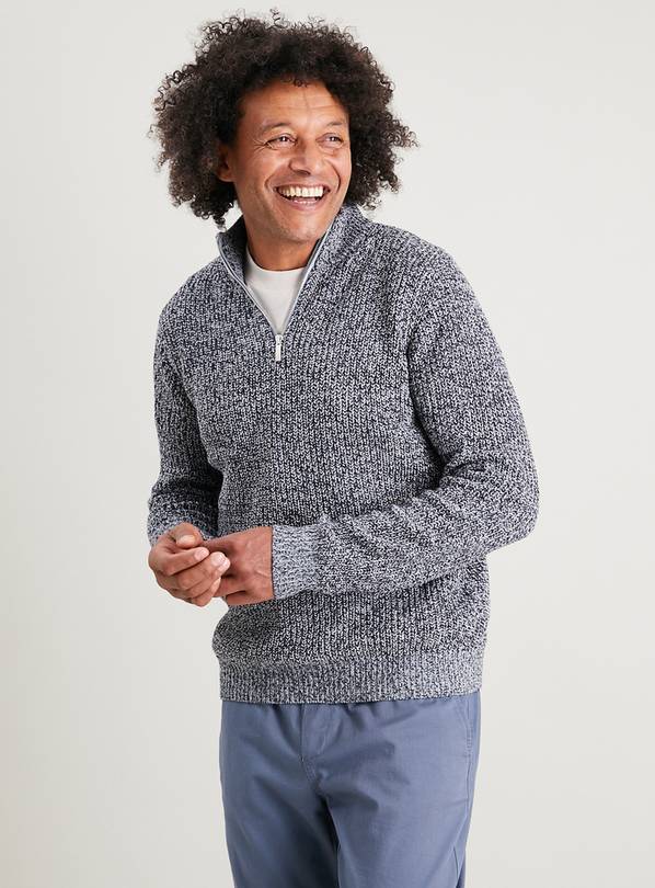 Buy Blue Half Zip Funnel Neck Jumper L Jumpers and cardigans Argos