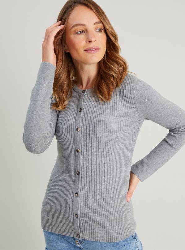 Buy Grey Crew Neck Ribbed Cardigan 20 Cardigans Argos