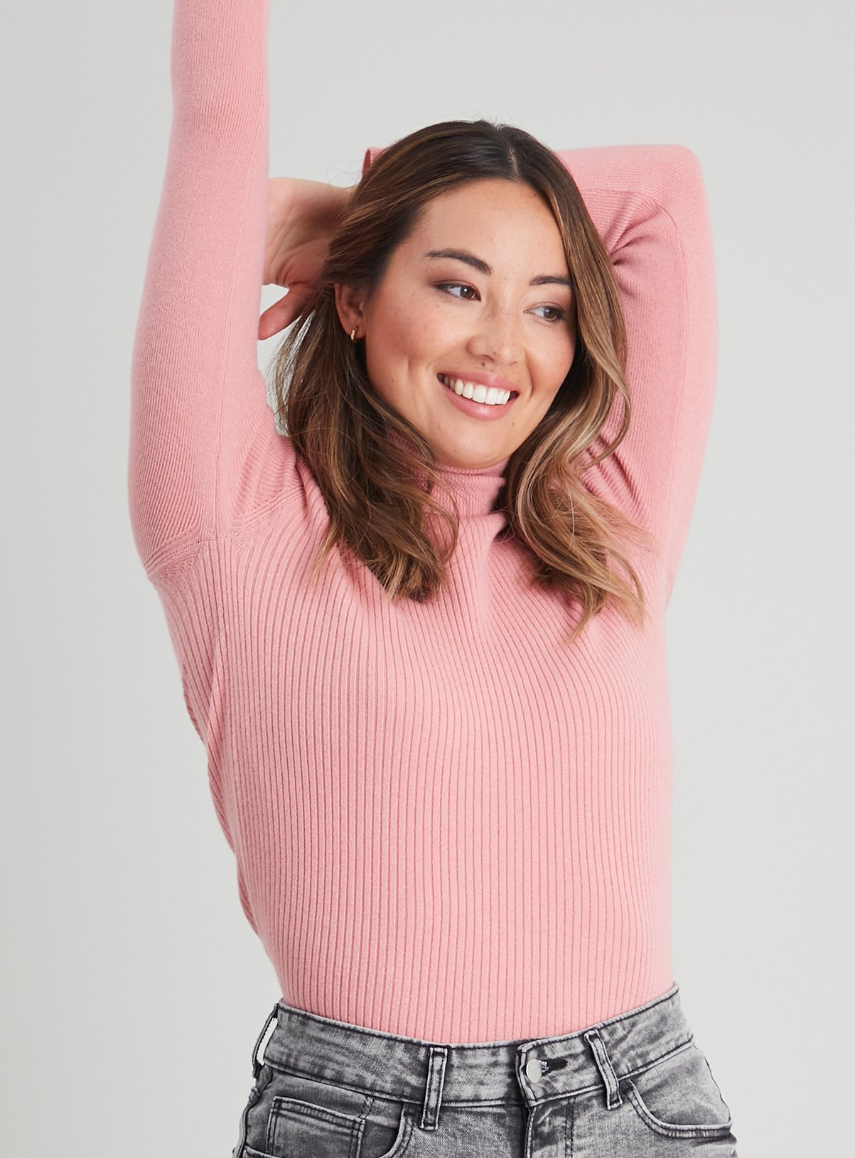 pink skinny rib jumper