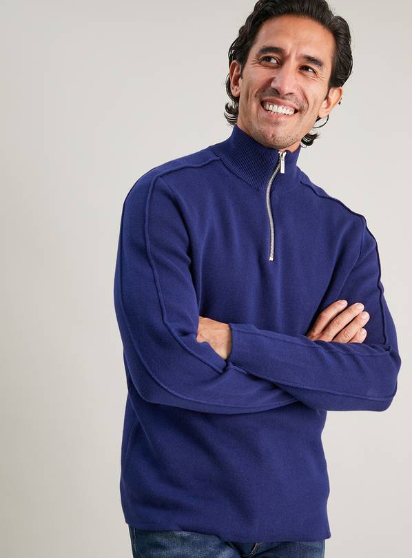 Buy Navy HalfZip Funnel Neck Jumper S Jumpers and cardigans Argos