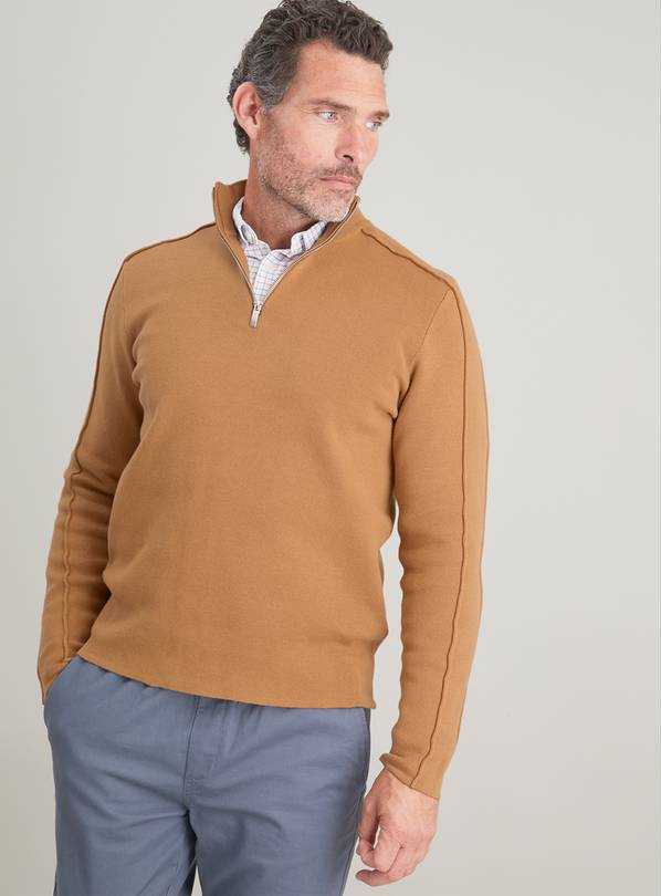 Buy Brown Half Zip Funnel Neck Jumper XXL Jumpers and cardigans Argos