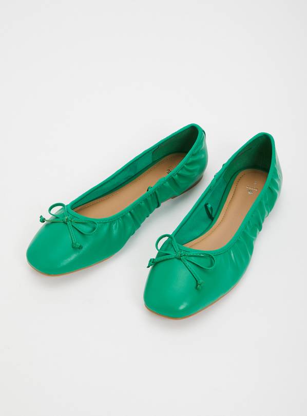 Buy Green Ruched Ballerina Pumps - 6 | Shoes | Argos