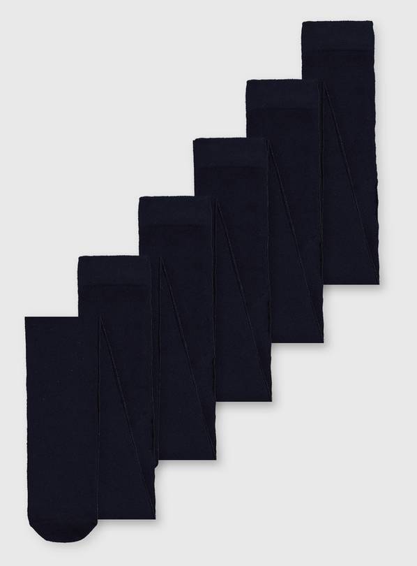 Navy Cotton-Rich Tights 5 Pack - 3-4 years