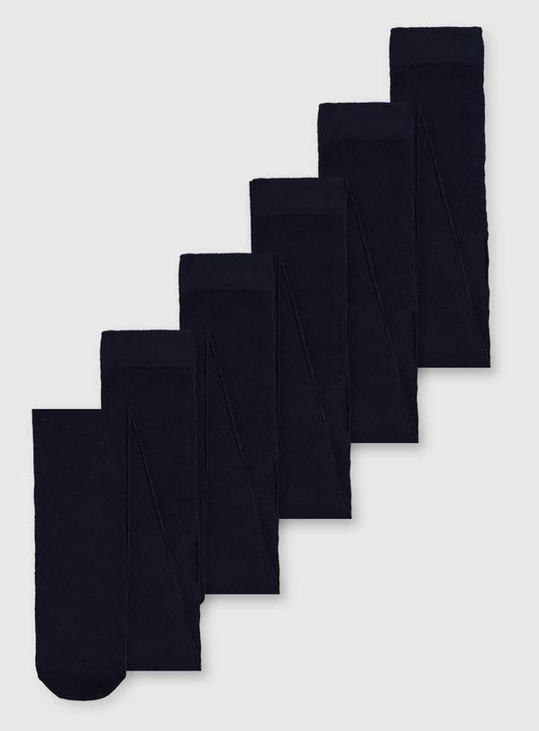 Navy Cotton-Rich Tights 5 Pack - 9-10 years