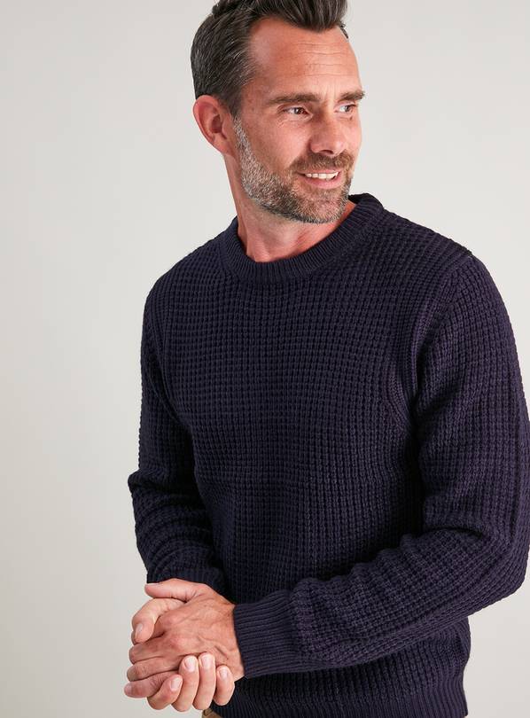 Buy Navy Crew Neck Twist Knit Jumper - XL | Jumpers and cardigans | Argos