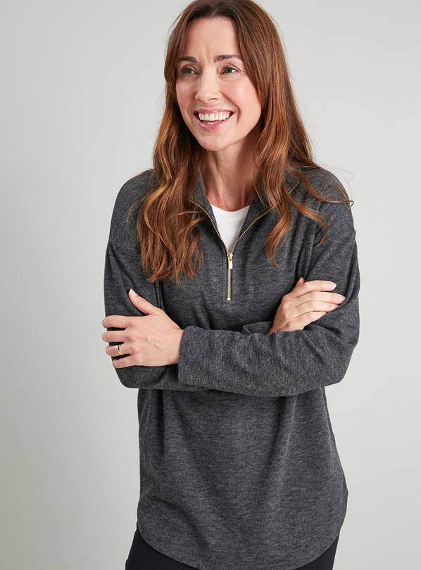 Charcoal Grey Longline Half-Zip Sweatshirt 14