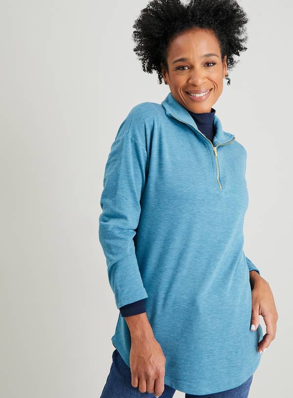 Blue Half-Zip Funnel Neck Sweatshirt 12